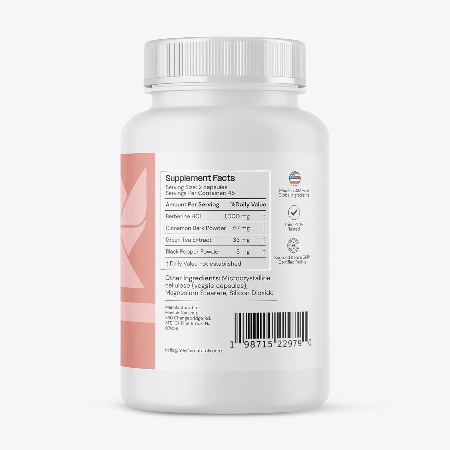 Berberine Complex Capsules - with Cinnamon, Green Tea, and Black Pepper