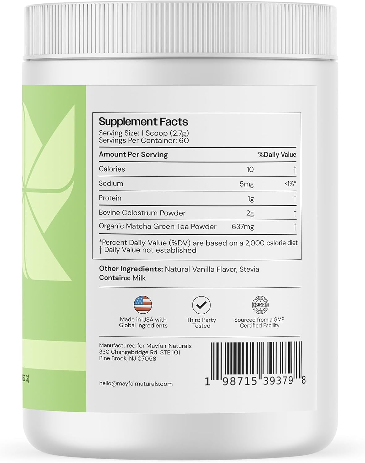 Grass-Fed Bovine Colostrum - Matcha