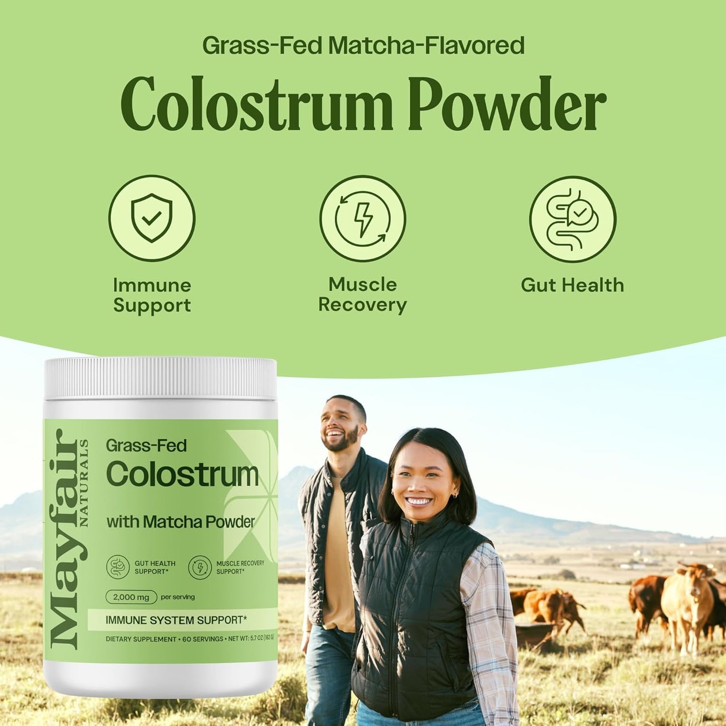 Grass-Fed Bovine Colostrum - Matcha